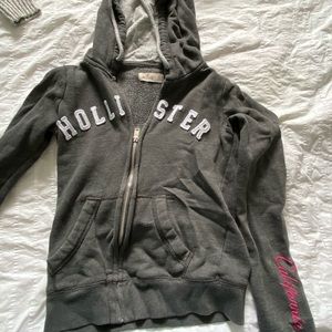 Grey hollister zip up
